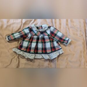 Beautiful Baby dress set, red/green/blue plaid, Del Sur brand, 6 months